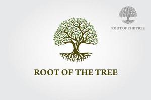 Wurzel der Baum-Vektor-Logo-Illustration. das vektorlogo dieser schöne baum ist ein symbol für leben, schönheit, wachstum, stärke und gute gesundheit. vektor
