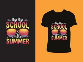 hejdå skola hej sommar t-shirt design för sommarälskare gratis vektor