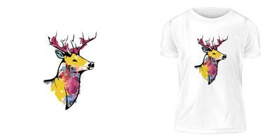 T-Shirt-Designkonzept, ein verwundeter Hirsch springt am höchsten vektor