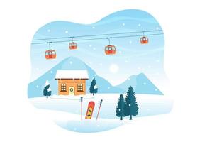 Snowboard handgezeichnete Cartoon-Flachillustration von Menschen im Winteroutfit, die mit Snowboards an schneebedeckten Berghängen oder Hängen rutschen und springen vektor