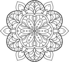 svart kontur blomma mandala pro vektor