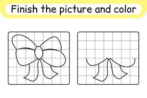 färdigställ bildbågen. kopiera bilden och färgen. avsluta bilden. målarbok. pedagogiskt ritövningsspel för barn vektor