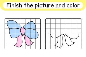 färdigställ bildbågen. kopiera bilden och färgen. avsluta bilden. målarbok. pedagogiskt ritövningsspel för barn vektor