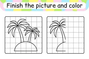 slutföra bilden handflatan. kopiera bilden och färgen. avsluta bilden. målarbok. pedagogiskt ritövningsspel för barn vektor