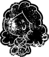 Grunge-Ikone eines süßen Kawaii-Mädchens vektor