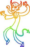 Regenbogen-Gradientenlinie Zeichnung Cartoon tanzender Teufel vektor