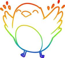 Regenbogengradientenlinie Zeichnung Cartoon Robin mit Flügeln vektor