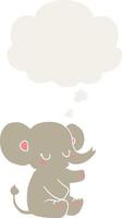 tecknad elefant och tankebubbla i retrostil vektor