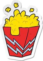 klistermärke av en tecknad låda med popcorn vektor