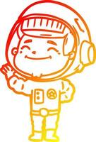Warme Gradientenlinie zeichnet glücklichen Cartoon-Astronauten vektor
