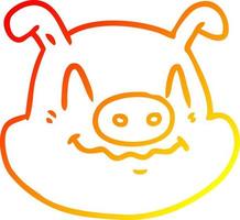 warme Gradientenlinie Zeichnung Cartoon-Schwein-Gesicht vektor