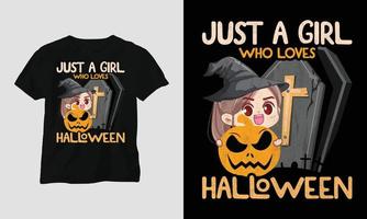 bara en tjej som älskar halloween t-shirt vektor