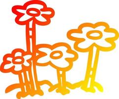 warme Gradientenlinie Zeichnung Cartoon-Blumen vektor