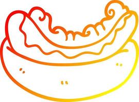 warme Gradientenlinie Zeichnung Cartoon Hotdog vektor