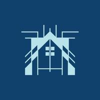 Hausskizze Blaupause Immobilien-Logo vektor