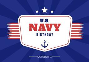 us marinens födelsedag den 13 oktober handritad tecknad platt illustration lämplig för affisch, banderoller och gratulationskort i bakgrundsstil vektor