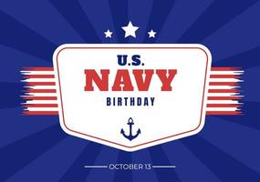 us navy geburtstag am 13. oktober handgezeichnete cartoon flache illustration geeignet für poster, banner und grußkarte im hintergrundstil vektor