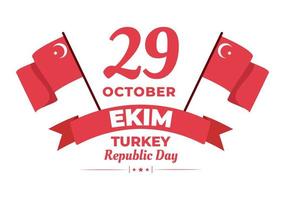 republikens dag Turkiet eller 29 ekim cumhuriyet bayrami kutlu olsun handritad tecknad platt illustration med flagga för turkisk och glad semesterdesign vektor