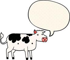 Cartoon-Kuh und Sprechblase im Comic-Stil vektor