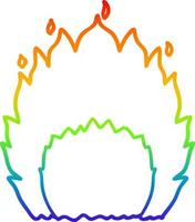 Regenbogen-Gradientenlinie Zeichnung Cartoon-Feuer vektor