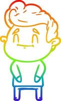 Regenbogen-Gradientenlinie zeichnet glücklichen Cartoon-Mann vektor