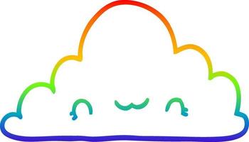 Regenbogen-Gradientenlinie, die niedliche Cartoon-Wolke zeichnet vektor