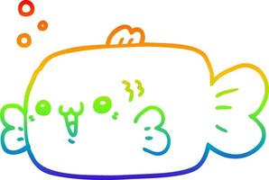 Regenbogen-Gradientenlinie Zeichnung Cartoon-Fisch vektor