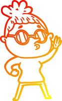 varm lutning linjeteckning tecknad kvinna som bär glasögon vektor