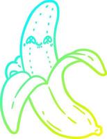 Kalte Gradientenlinie Zeichnung Cartoon verrückte glückliche Banane vektor