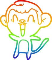 Regenbogen-Gradientenlinie Zeichnung Cartoon lachender Affe vektor