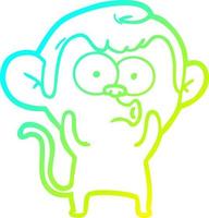 Kalte Gradientenlinie Zeichnung Cartoon schreiender Affe vektor