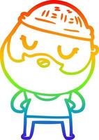 Regenbogengradientenlinie zeichnet niedlichen Cartoon-Mann mit Bart vektor