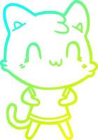Kalte Gradientenlinie Zeichnung Cartoon glückliche Katze vektor