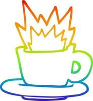 Regenbogen-Gradientenlinie Zeichnung Cartoon Tasse Kaffee vektor