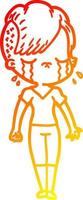 warme Gradientenlinie Zeichnung Cartoon weinendes Mädchen vektor