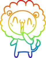 Regenbogen-Gradientenlinie, die einen glücklichen Cartoon-Löwen zeichnet vektor