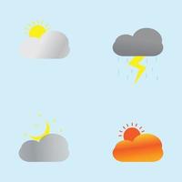 Wolkensymbol bei Sonnenaufgang, Regen, Nacht und Sonnenuntergang vektor