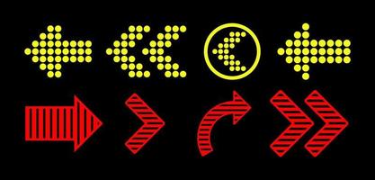 klotter uppsättning av svart pil ikon. markören ikon. vektor pekare samling. Nästa och tillbaka. isolerat på svart Färg