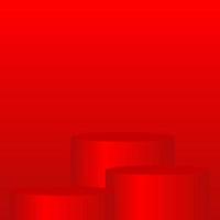rotes podium für die produktanzeige auf rotem farbverlaufsbeleuchtungshintergrund mit kopienraum vektor
