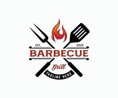 Grill, Grill-Logo-Design-Vorlagenvektor. bbq-, bar- und grill-logo-design-vorlage. vektor