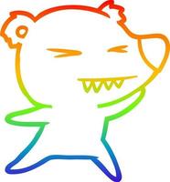 regenbogengradientenlinie, die wütenden eisbären-cartoon zeichnet vektor