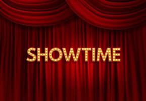 Showtime-Hintergrund mit rotem Vorhang. Vektor-Illustration