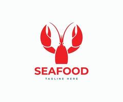 Meeresfrüchte-Logo-Design-Lagervektor. Meeresfrüchte-Restaurant-Logo-Vorlage mit Hummer-Vektor. vektor
