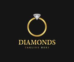 Diamantring-Logo-Design, Schmuck-Logo-Design. vektor