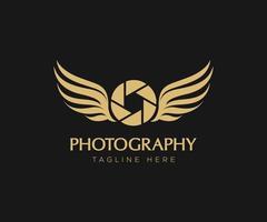 fotografi vingar logotyp. kamera vinge logotyp mall. vektor