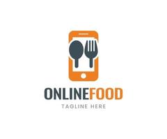 Essensbestellung Logo. mobiles lebensmittellogo. Logo für die Online-Lieferung von Lebensmitteln vektor