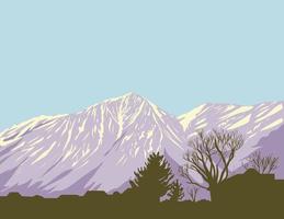 Monument Peak und East Peak in South Lake Tahoe, Kalifornien, WPA-Plakatkunst vektor