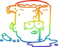 Regenbogengradientenlinie Zeichnung Cartoon kaputter Becher vektor