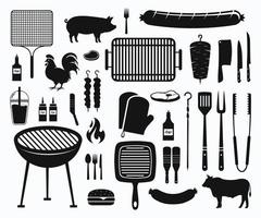 Grill-Grillparty-Set. satz von bbq- und grilletiketten und designelementen. vektor