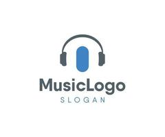 hörlurar musik logotyp, musik logotyp design mall. vektor